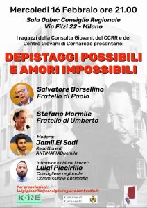 Depistaggi possibili ed amori impossibili - Milano, 16 febbraio 2022 @ Sala Gaber Consiglio Regionale Lombardia