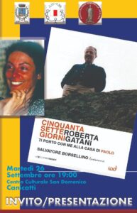 Presentazione Libro "Cinquantasette giorni" di Roberta Gatani - Canicattì (AG) @ Centro Culturale San Domenico
