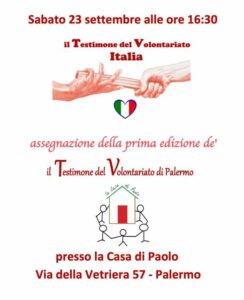 Assegnazione del premio "Il Testimone del Volontariato" di Palermo @ Casa di Paolo