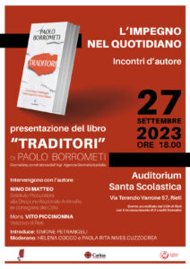 Presentazione libro 'Traditori' - Rieti @ Auditorium Santa Scolastica