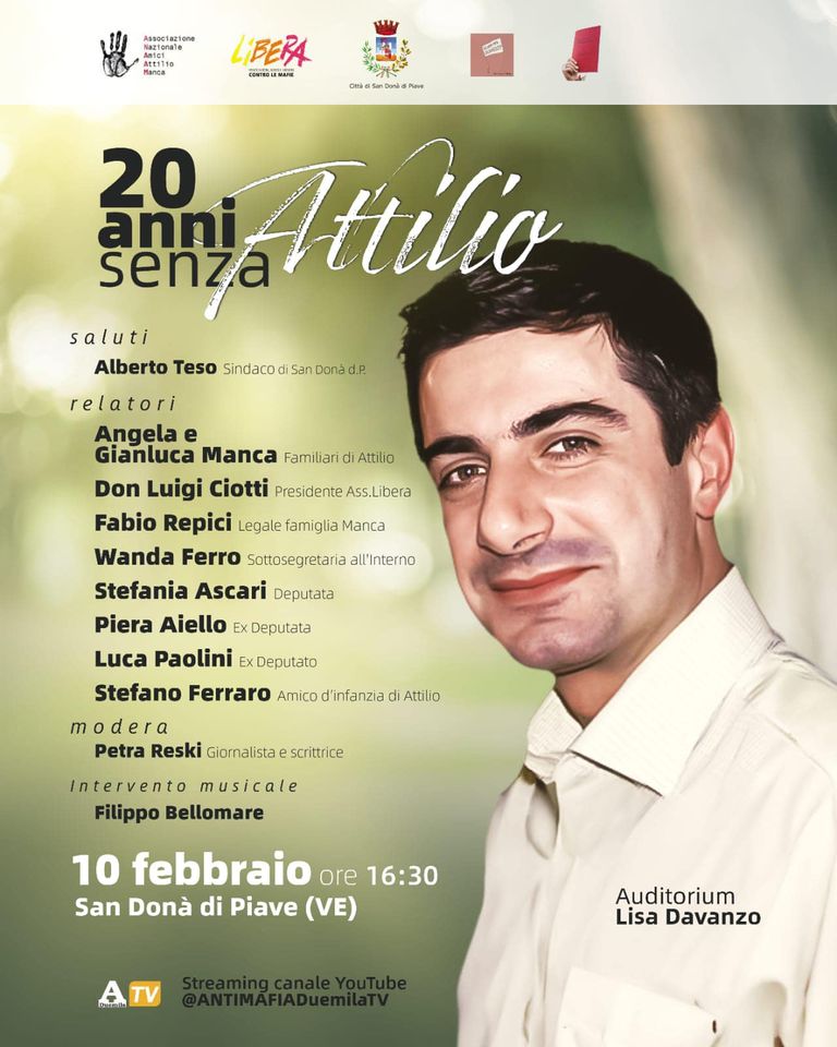 20 anni senza Attilio - 10/2/2024 ore 16.30, diretta streaming